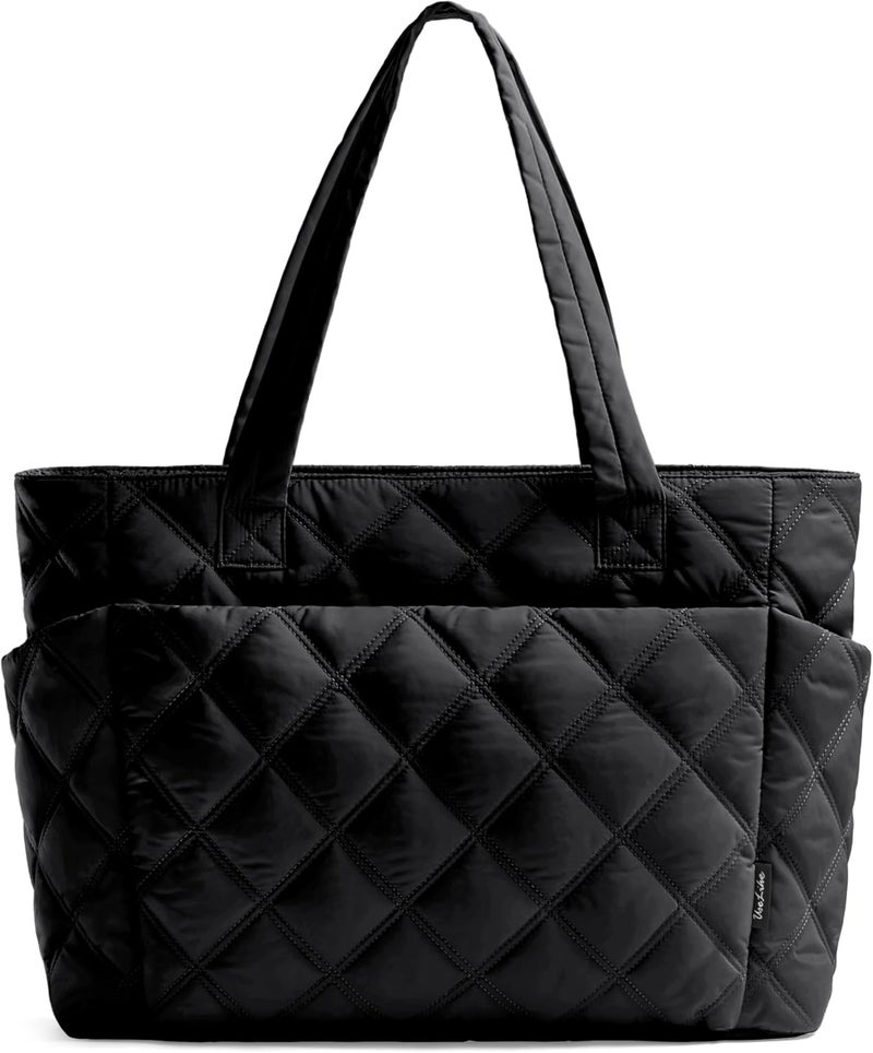 Uselike Tote Bag for Women, Lightweight Puffer Tote Work Bags with Compartments for Travel, Quilted Shoulder Bag with Zipper - Image 1